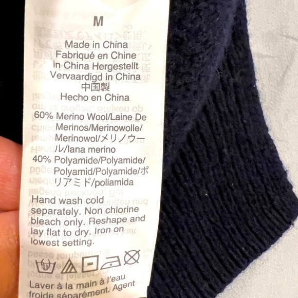 Madewell Patchwork Chunky Cable Knit Tunic Sweater, Medium, Navy - Picture 4 of 4